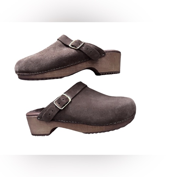 Boho Minimalist European Artisan Suede Clogs Brown Leather Mule EU 39 US 8.5-9 - Picture 3 of 8
